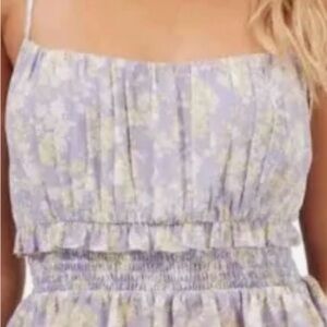 ASTR The Label - Lilac Floral Ruffle Smocked tank top